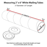 How to measure 2 x 6 White Round Cardboard Mailing Tubes and End Caps