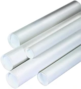 White Round Cardboard Mailing Tubes and End Caps