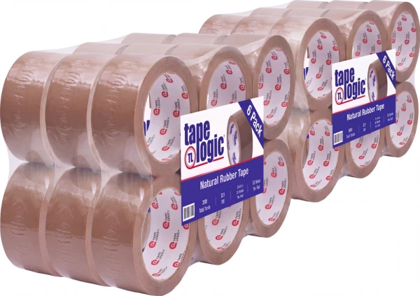 Case of 36 Rolls of Tan 2 in x 55 yds 2.1 mil PVC Natural Rubber Tape