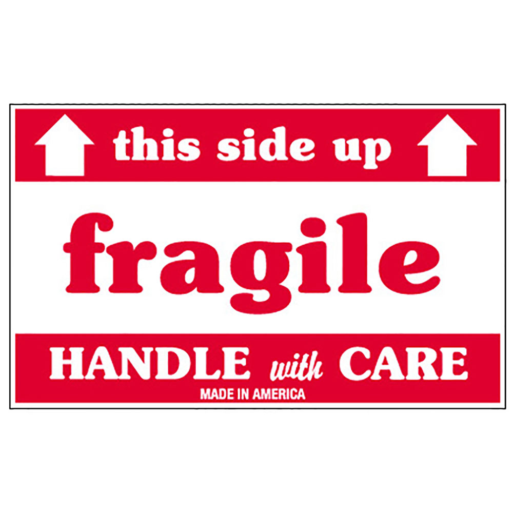5" x 3" Fragile This Side Up Labels, 500 labels per roll