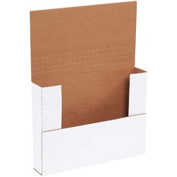 11 1/8" x 8 5/8" x 2" White Corrugated Bookfold Mailer - 1/2", 1", 1-1/2"