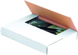 11 1/8 inch x 8 5/8 inch x 2 inch White Corrugated Bookfold Mailer - 1/2 inch, 1 inch, 1-1/2 inch