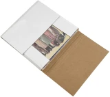 11 1/8 inch x 8 5/8 inch x 2 inch White Corrugated Bookfold Mailer - 1/2 inch, 1 inch, 1-1/2 inch