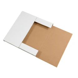 12 1/2" x 12" 1/2" x 1" White Corrugated Bookfold mailer - 1/2", 1"