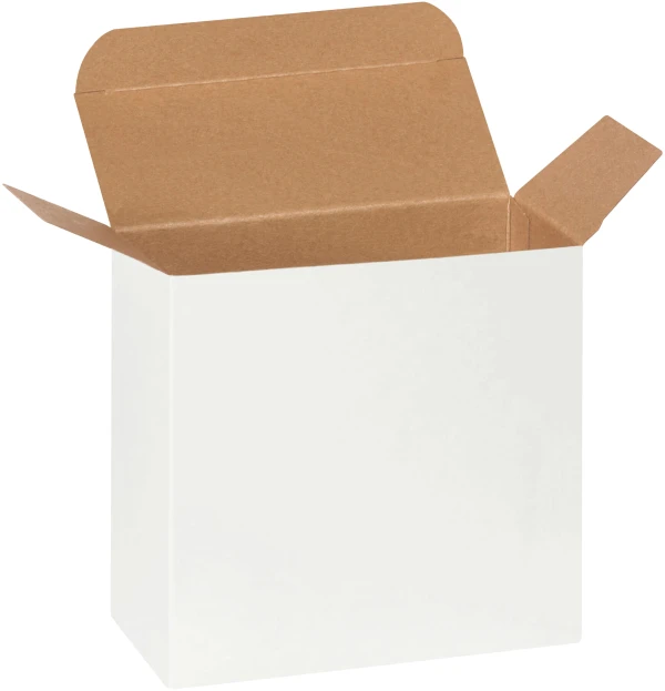 White Reverse Tuck Folding Cartons - 5 5/8 x 2 1/2 x 5 5/8