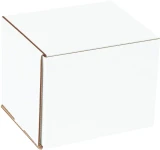 6.5 x 4.875 x 3.75 White Cardboard Box Mailers Closed Securely