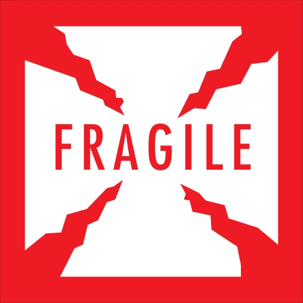Fragile (with Cracks) 4 x 4 Warning Label