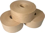 Rolls of 3 x 500 Reinforced Gummed Kraft Water-Activated Paper Packaging Tape