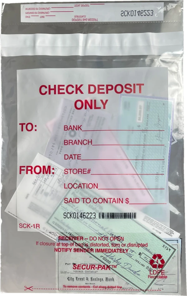 Plastic Check Deposit Bags 9 x 12 Secur-Pak