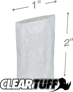 1" x 2" 2 Mil Flat Poly Bags