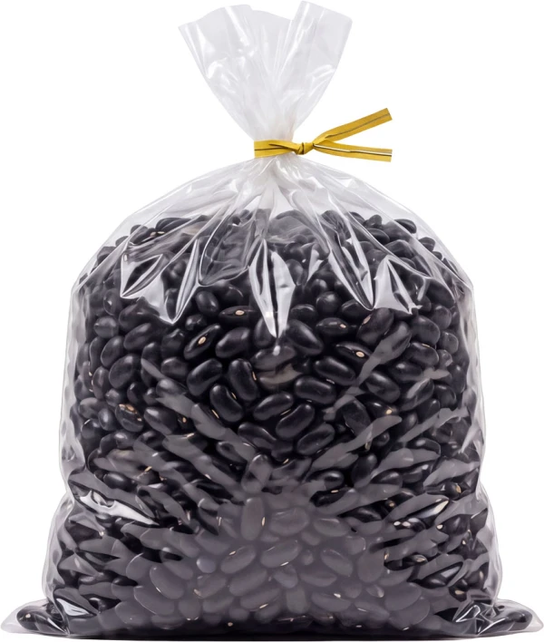 Dried Black Beans inside of 2 Mil 10 x 16 Poly Bags