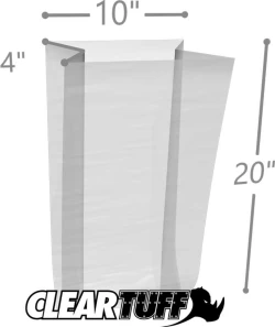 10" x 4" x 20" 1 Mil Gusseted Poly Bags