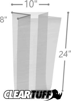 10" x 8" x 24" 1 Mil Gusseted Poly Bags