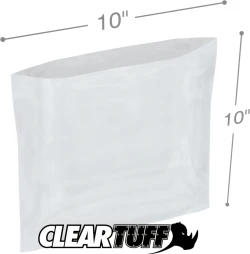 10" x 10" 2 Mil Flat Poly Bags