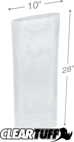 10" x 28" 2 Mil Flat Poly Bags