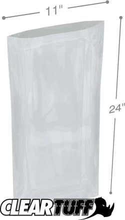 11" x 24" 2 Mil Flat Poly Bags
