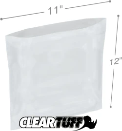 11" x 12" 2 Mil Flat Poly Bags