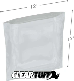 12" x 13" 2 Mil Flat Poly Bags