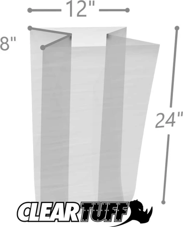 12 x 8 x 24 Gusseted Poly Bags 1.5 Mil