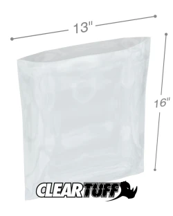 13" x 16" 2 Mil Flat Poly Bags