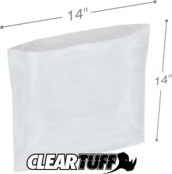 14" x 14" 2 Mil Flat Poly Bags
