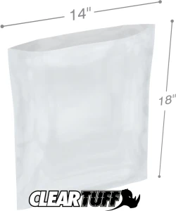 14" x 18" 2 Mil Flat Poly Bags