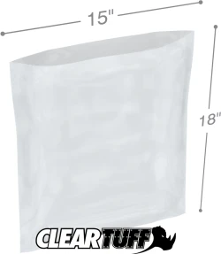 15" x 18" 2 Mil Flat Poly Bags