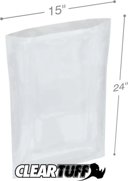 15" x 24" 2 Mil Flat Poly Bags