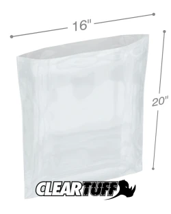 16" x 20" 1.25 Mil Flat Poly Bags