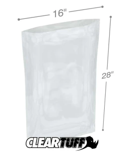 16" x 28" 2 Mil Flat Poly Bags