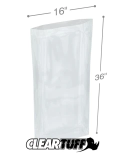 16" x 36" 2 Mil Flat Poly Bags