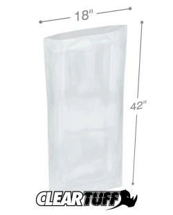18" x 42" 2 Mil Flat Poly Bags