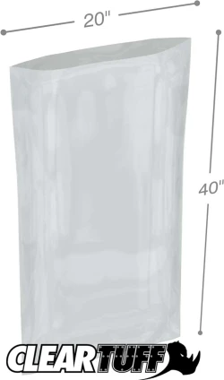 20" x 40" 2 Mil Flat Poly Bags