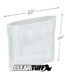 22" x 24" 2 Mil Flat Poly Bags