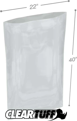 22" x 40" 2 Mil Flat Poly Bags