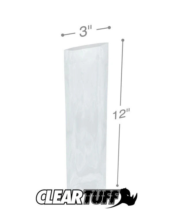Clear 3 x 12 1.5 mil Poly Bags