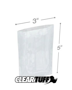 3" x 5" 1.5 Mil Flat Poly Bags