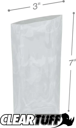 3" x 7" 2 Mil Flat Poly Bags