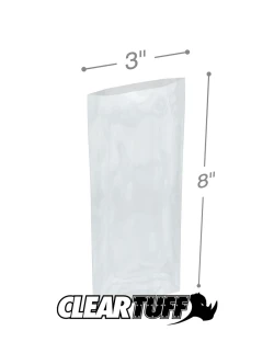3" x 8" 3 Mil Flat Poly Bags