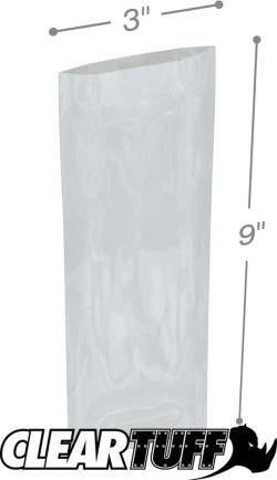 3" x 9" 2 Mil Flat Poly Bags