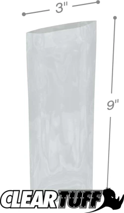 3" x 9" 4 Mil Flat Poly Bags