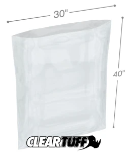 30" x 40" 2 Mil Flat Poly Bags