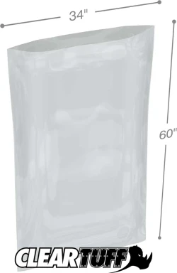34" x 60" 2 Mil Flat Poly Bags