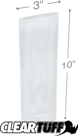 3" x 10" 2 Mil Flat Poly Bags