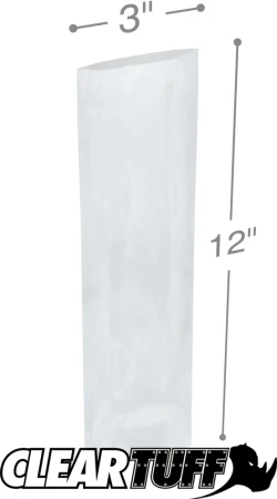3" x 12" 2 Mil Flat Poly Bags