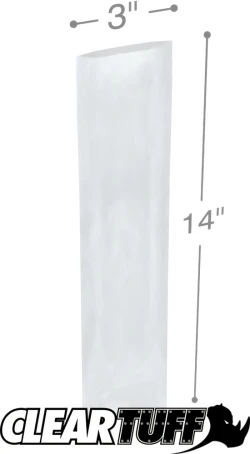 3" x 14" 2 Mil Flat Poly Bags