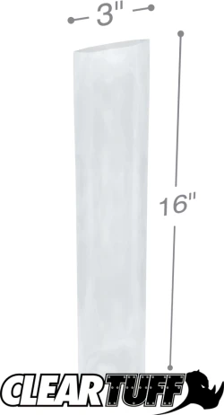 3" x 16" 2 Mil Flat Poly Bags