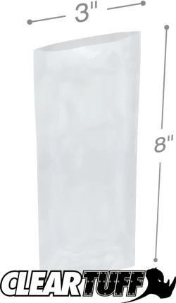3" x 8" 2 Mil Flat Poly Bags