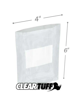 White Block 4" x 6" 4 Mil Flat Poly Bags