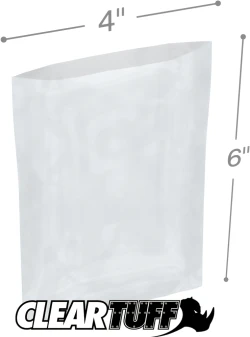 4" x 6" 2 Mil Flat Poly Bags